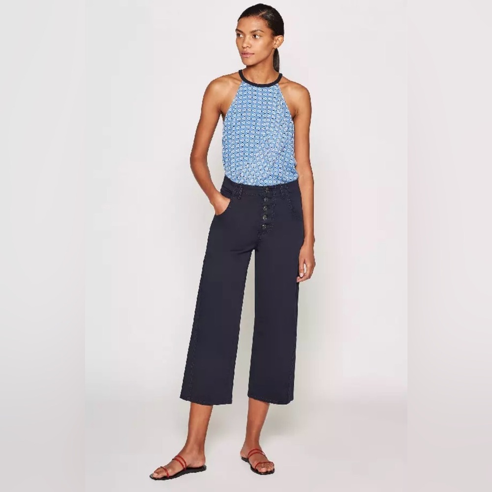 $228 NWT JOIE SzL CORISANDE HALTER NECK RUFFLE SILK TANK TOP FRENCH CAMBRAY